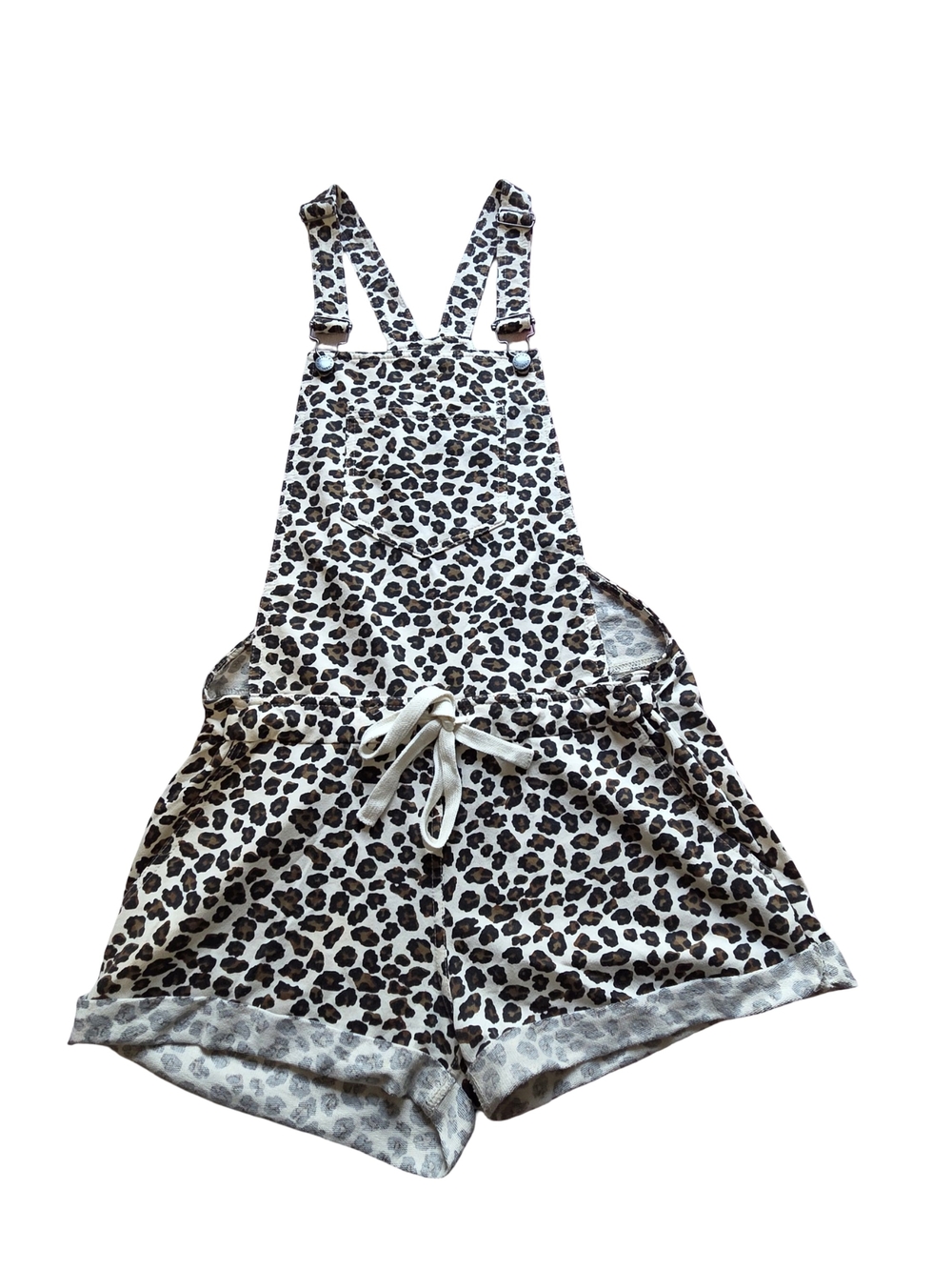 Z Supply Leopard-Print Short Overalls in White and Brown